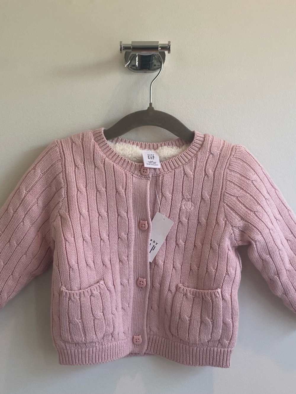 Baby Sherpa-Lined Cable-Knit Cardigan Jacket